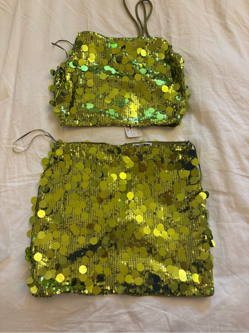 Fashion Nova Green Sequin Two-Piece Costume Set